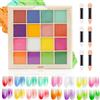 Joyeee Pigmento Unghie Nail Art Palette di Polvere Unghie 16 Colori Design Unghie Perfetto con Polvere Ultra Sottile Include 6 Bastoni Spugne, per DIY Decorazione Unghie C