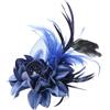 PATIKIL Clip Per Capelli Floreale, 1 Pcs Elegante Spilla Per Cappello Con Fiori E Piume Seta Matrimonio Festa Ballo Banchetto Accessori Camelia Abito Da Donna Completo, Blu Con Piume Nere