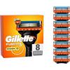 Gillette Fusion 5 Power, 8 lame di ricambio per rasoi bagnati da uomo con 5 lame