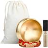 PaxCulina Campana Tibetana Set - Ciotola Tibetana Ø8 cm, in Ottone, Fatto a Mano, con Battente in Legno e Cuscino, per Meditazione, Yoga, Rilassamento e Terapia del Suono