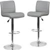Flash Furniture Marietta - Set di 2 sgabelli da Bar in Vinile, Altezza Regolabile, con Seduta arrotolata e Base cromata, Colore: Grigio