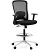 HJH Office Sedia da lavoro ergonomica Top Work 44 - Sedia da lavoro alta regolabile in rete, braccioli regolabili in altezza, supporto lombare e anello per piedi, nero