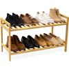 Relaxdays Scarpiera, HxLxP: 40 x 69 x 27 cm, bambù, 2 Ripiani, per 6 Paia di Scarpe, impilabile