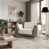 Italian Bed Linen Copridivano Antiscivolo GLAMOUR Made in Italy - Copridivano 2 Posti con Braccioli, Seduta 125 cm, Salvadivano con Fondo in Gomma Antiscivolo, Proteggi Divano Artigianale in Tinta Unita - PANNA