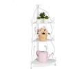Relaxdays Scaffale Angolare Portafiori in Acciaio, 3 Ripiani Pieghevoli, Portavasi Piante e Fiori, 82,5x30x30 cm, Bianco