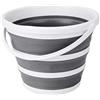 Eurow Indoor and Outdoor Collapsible Bucket with Handle, 10 Liters, 2.6 Gallons, Gray and White