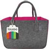 IDEA HOME Borsa in Feltro Shopper Toledo Rosa e Grigio 30L Borsa Grande Spesa Organizer Cesto Legna Camino