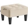 SONGMICS Sgabello Poggiapiedi, Pouf Contenitore in Tessuto Simil Lino, Imbottitura Spessa, Portata fino a 150 kg, per Soggiorno, Camera da Letto, Ingresso, Beige Sabbia e Nero Inchiostro LOM502LF01