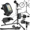 tectake®, Set Cavalletto bici per riparazione in acciaio e borsa telaio, cavalletto manutenzione bici, bike stand, ebike e bicicletta supporto, porta mtb, asta telescopica regolabile - Stile 2 Piedi