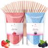 MK Misskandy since 2019 Misskandy® zucchero filato per macchina - Confezione da 2 * 160Gr:Aromi:fragola/lampone Polvere di zucchero+ 10 bastoncini (gratis) (fragola/lampone)
