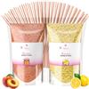 MK Misskandy since 2019 Misskandy® zucchero filato per macchina - Confezione da 2 * 160Gr:Aromi:fragola/lampone Polvere di zucchero+ 10 bastoncini (gratis) (pesca/limone)