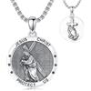 ROMANTICWORK Arcangelo Michele/San Cristoforo, collana con ciondolo in argento 925, medaglia sacra, amuleto cristiano, regalo per uomo e donna, Argento sterling, Nessuna pietra preziosa