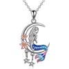 YAFEINI Collana a sirena Collana in argento sterling con luna crescente e stella con ciondolo a forma di fiore, regali di compleanno, gioielli per ragazze, figlie, donne (Collana Sirena)