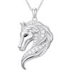 YEESIA Collana da donna in argento Sterling 925 con ciondolo a forma di testa di cavallo, grazioso ciondolo a forma di animale con zirconi, regalo da donna, 28*20, Argento sterling, Zirconia