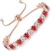 LOVANS Bracciale Tennis Donna Oro Rosa, Braccialetto con Zirconi, Idee Regali Natale Regalo Gioielli per Mamma Ragazza Sorella Fidanzata, Adatto per Polsi 8-22 cm [Rosso&Bianco]