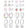 JeweBella 10 Paia Orecchini Bambina Anallergici Set Orecchini Acciaio Chirurgico Bambina Oro/Argento Orecchino a Cerchio Cuore Fiore Farfalla Arcobaleno per Ragazza Donna