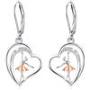 REDSUN Orecchini a forma di ballerina a forma di cuore, in argento Sterling S925, oro rosa, ciondolo a forma di cuore, orecchini a goccia, gioielli per donna, ballerina, ballerina, ragazza, fidanzata