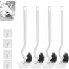GOMETY 4 scopini per WC, scopino per WC con pulizia dei bordi, spazzola per WC di aggiornamento, pulizia profonda, design curvo, manico lungo, in plastica, setole forti, set con ganci adesivi (bianco e