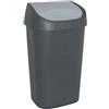 Curver Allibert 214972 Mistral - Pattumiera con Coperchio Basculante, in Polipropilene, 38,8 x 30,3 x 69 cm, Colore: Antracite/Grigio