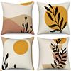 Hnmdmyi Copricuscino Boho 40x40 Set di 4, Foglia astratta Pianta Sole Montagna Copri cuscino decorativo Minimalista Geometrico Moderno Estetico Copri cuscino in lino per Divano Esterno Home Decor