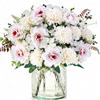 Fairblo 4 Pezzi Bouquet Fiori Finti per Decorazioni Bianchi Peonie Finte Fiori Artificiali Realistici in Seta per Matrimonio Vaso Partito Interni Centrotavola Decorativi Casa
