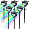 MEEKBOS Faretti Solari da Giardino RGB, 5 Modalità Colore, Sensore Crepuscolare, IP65 Impermeabili Lampada Solare con Picchetto per Esterno,Prato, Aiuole e Vialetti(6 Pezzi)
