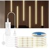 AIMENGTE Striscia LED COB da 1 m, 6 rotoli da 12 V, pannelli acustici bianchi naturali, tagliabili, con interruttore a contatto e a mano, per armadi, cucina