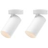 Klighten 2 Pcs Faretti da Soffitto Orientabili, Attacco GU10, Faretto da Cilindro in Metallo Regolabile, Rotondo Faretto Superficie Moderna, 70 x 130 mm, Lampadina non Inclusa, Bianco