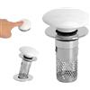 LOLANIUT 2 Pezzi Tappo Lavandino Bagno Pop Up con Filtro, Tappo di Scarico Universale in Ceramica per 34-40 mm, Piletta Click Clack Anti Intasamento per Lavabo Bagno