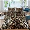 Loussiesd, Set con copripiumino con motivo leopardo a tema safari, per ragazze, donne e bambini, decorazione in stile wildlife, biancheria da letto ultra morbida a tema animali selvatici, set da 2