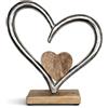 com-four® cuori premium in metallo su base in legno di mango con piedini antiscivolo, decorazione per tavolo e mobile (Coppia di cuori - Metallo/Legno)