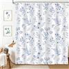 hometrixx Tenda Doccia Boho Retrò 180 x 200 cm Fiori Blu Floreale Acquerellato Poliestere Impermeabile Tenda Vasca da Bagno con 12 Ganci Lavabile in Lavatrice per Casa Hotel