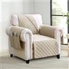 Homebliss Copripoltrona 1 Posto Impermeabile con Braccioli, Copripoltrona Antigraffio Gatto e Antimacchia, Copri Divano Reversibile, Beige