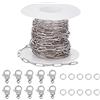 SUNNYCLUE 16.4Feet / 5M Rocchetto di Catena per Graffette Catene per Graffette In Acciaio Inossidabile Color Argento Rotolo 30Pcs Anelli di Salto Aperti 10Pcs Chiusure A Moschettone per Gioielli Creaz