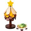 XJLyaya Sottopentola in Legno per Piatti Caldi, Tovagliette in Legno per Alberi, set di 5 Sottopentola in Legno + 1 Supporto + Una Decorazione a Forma di Stella, per Pentole Calde, Padelle, Ciotole