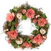 COM-FOUR® Ghirlanda per porta con fiori di legno - Ghirlanda decorativa - decorazione primaverile con gancio per appendere - Diametro ca. 30cm