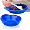MUSLONG Piatto e ciotola con bordo alto, senza BPA, ventosa, antiscivolo, aiuto alimentare, rialzo per la cura di disabili e anziani (blu, ciotola + piatto)