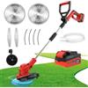 OUTIGO Rasaerba elettrico a batteria, Decespugliatore con 1 batterie da 21 V 4,0 Ah, manico telescopico regolabile, tosaerba a 3 lame, decespugliatore a batteria per giardinaggio