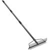Harrms Rastrello da giardino, 195 cm, 17 denti, testa larga, rastrello regolabile per terreno, foglie e ghiaia, grigio