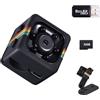 Veralyxa Mini Telecamera, 1080P Telecamera Senza Wifi con Scheda di TF da 32 GB, Supporto Rotante a 360°, Visione Notturna, Telecamera Spia Per la Sicurezza Interna ed Esterna(Nero)