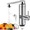 Ayolofei Rubinetto Elettrico Acqua Calda Istantanea, 3000W Caldo e Freddo Scaldabagno in Acciaio Inox con Indicatore di Temperatura a LED Girevole a 360°, per Cucina Bagno[Classe di efficienza energetica A]