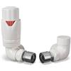 UK Radiators Valvola termostatica per termosifone (TRV) - 15 mm - colore bianco lucido - valvola angolare in ottone a risparmio energetico 1/2 x 15 mm