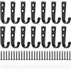 BOJIUKEJI Set di 14 ganci appendiabiti/gancio per armadio in metallo nero, ganci da parete con fissaggio a vite, ganci neri per asciugamani, bagno, camera da letto, con viti, tasselli e copriviti.