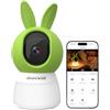 CiKiKWXO 2K Telecamera WiFi Interno 2.4/5 GHz, Telecamera Baby Monitor con Visione Notturna, 355°/90°PTZ, Rilevamento Movimento, Modalità Privacy, Modalità Luce Notturna per Casa/Baby/Animali