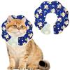Fjquamitix Collare per gatti morbido e impermeabile, collare per gatti dopo l'intervento - Collari per gatti e cani, regolabile con velcro, 3 taglie (XS, S, M) (Blu+Giallo, XS)