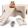 GOEDCH Grande casa di porcellini d'India con rampa 4 ingressi: criceto casa in legno, porcellini d'India accessorio per cincillà, criceto, coniglio, furetti, conigli, rimovibile 34 x 24 x 18 cm