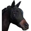 Gsycle Maschera per mosche in rete per cavalli, maschera per il viso elastica traspirante per cavalli con protezione per le orecchie Maschere morbide per il controllo delle mosche per (Nero)