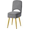IBUYKE Stipite da toeletta con schienale pieghevole, Ottomano quadrato in velours Teddy, Sedia per trucco per soggiorno, 4 gambe metalliche con piedini antiscivolo, Grigio WBD027G