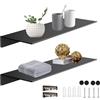 XIAQICA 2 Pezzi Mensola Nera da Muro, di Alluminio, Multifunzione Mensolina Moderne Scaffale da Parete per Bagno Cucina Salotto e Decorazione