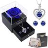 OIOYLEY Rosa Eterna Confezione Regalo con Orecchini Collana in Argento 925, Idee Regalo Donna, Regali Romantici per Lei, Vera Rosa per San Valentino,Anniversario,Compleanno,Festa della Mamma,Natale